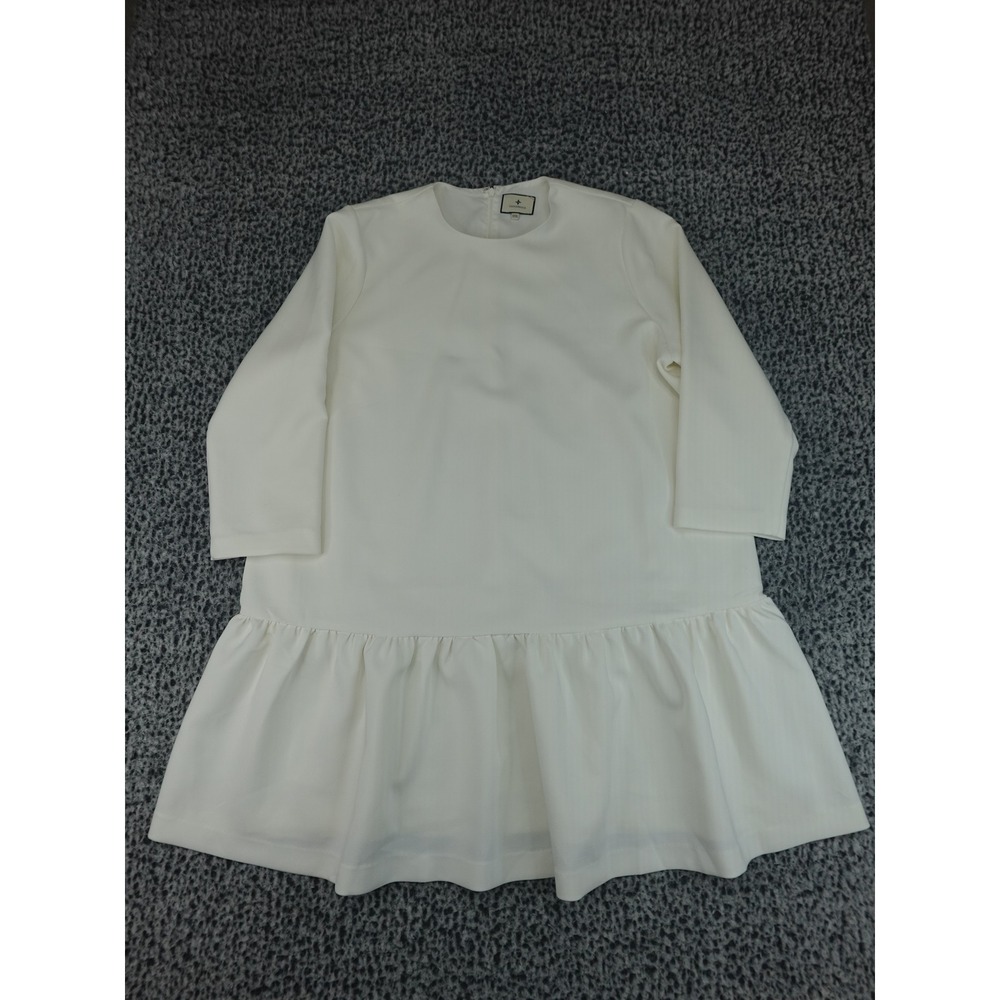 Tuckernuck Drop Waist Mini Dress Womens XXXL White 3/4 Sleeve Crepe Ruffle
